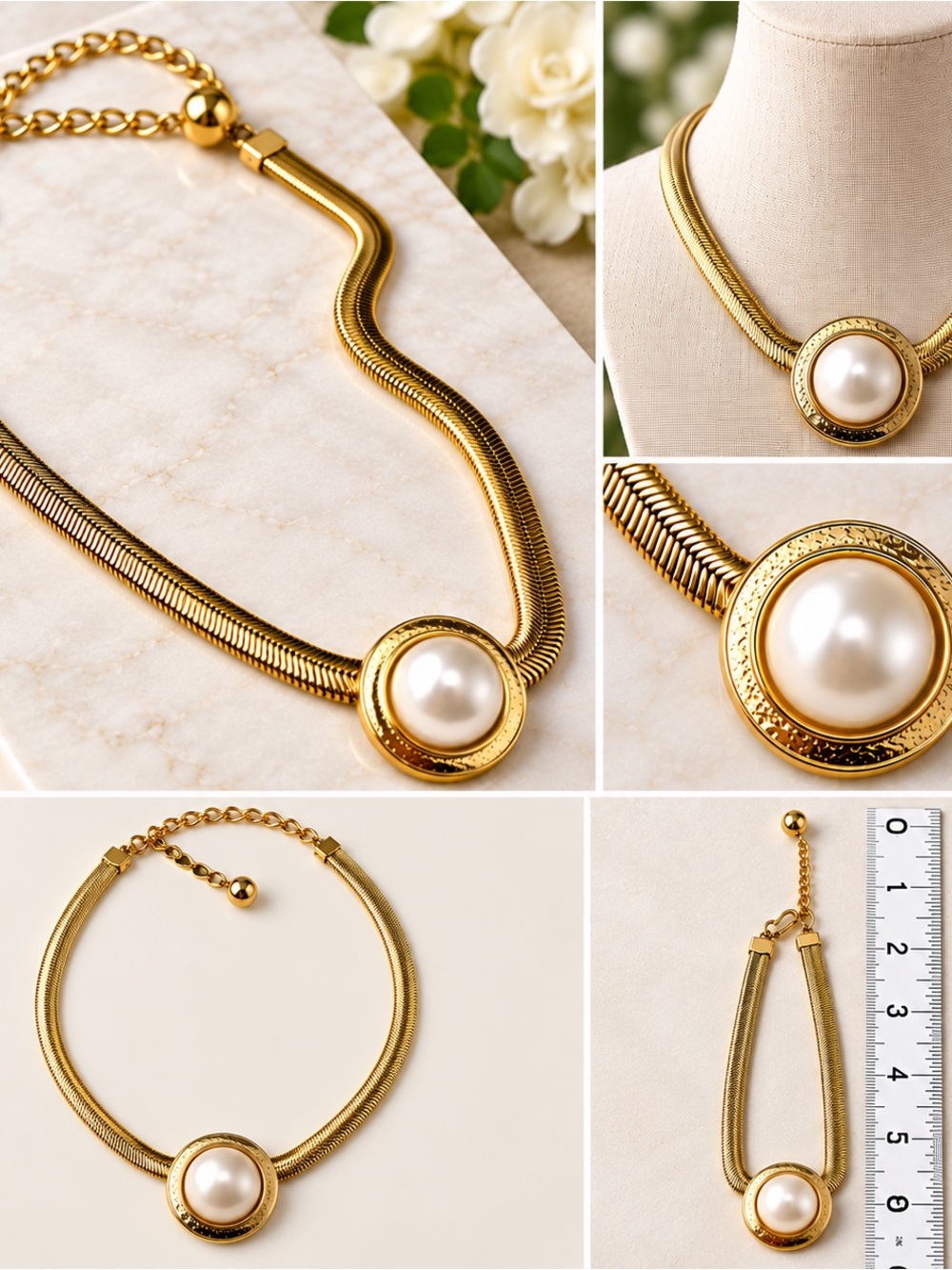 Park Lane Gold Necklace with Large Pearl Center